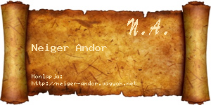 Neiger Andor névjegykártya
